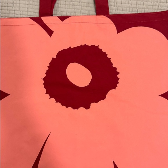 Marimekko Unikko Poppy 60th Anniversary Tote Bag 100% Organic Cotton Red Coral - Picture 2 of 5
